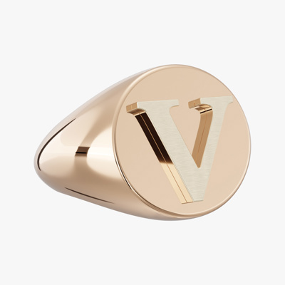 Alphabet (V) Gold Ring